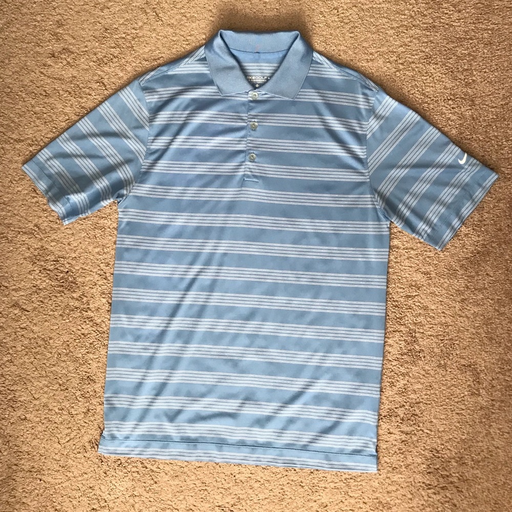 Nike Baby Blue & White Dri-Fit Polo